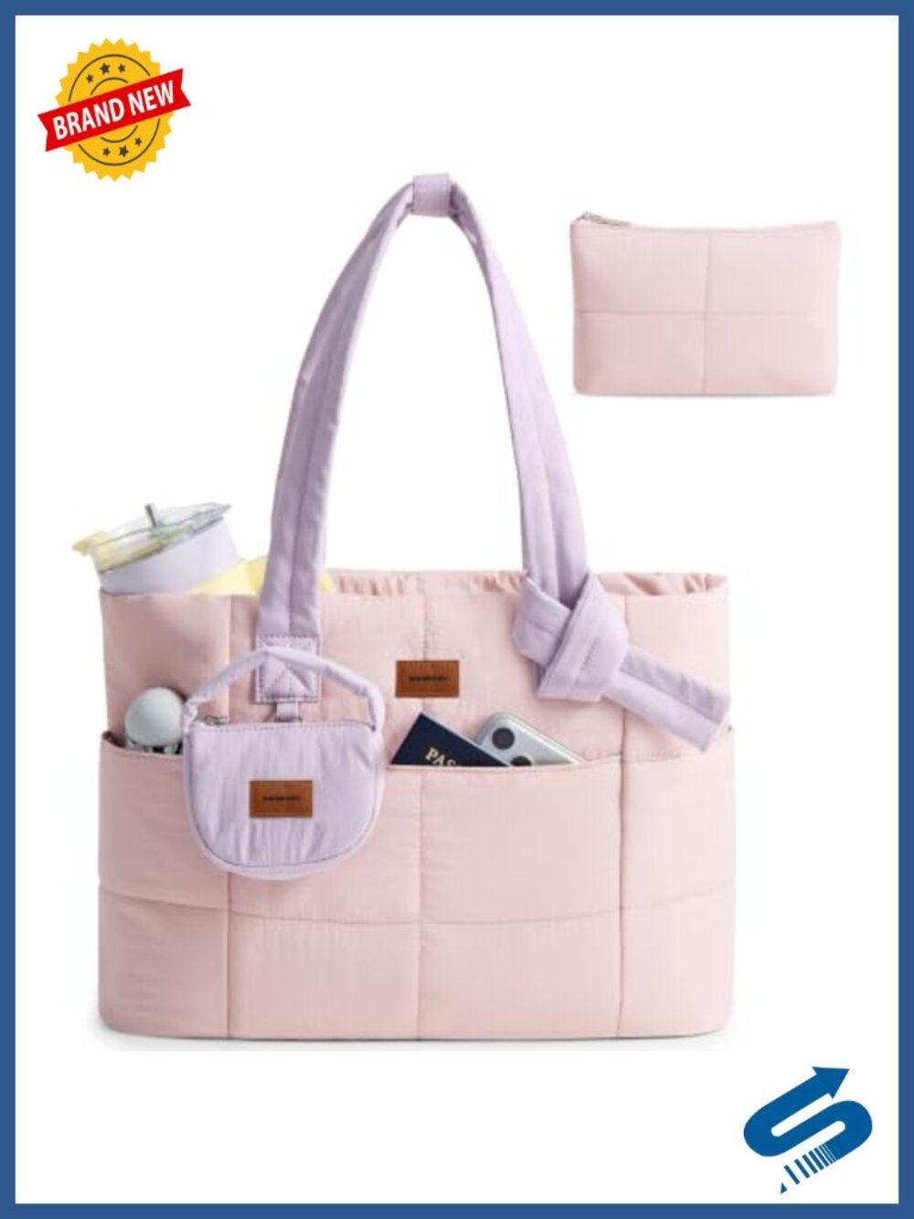 Quilted Puffer Tote Bag Lightweight Large 20L Laptop Nurse Travel